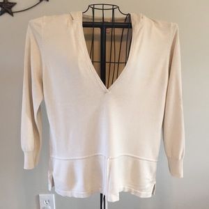 ✂️ FG Lightweight cream/tan hooded sweater L 12/14